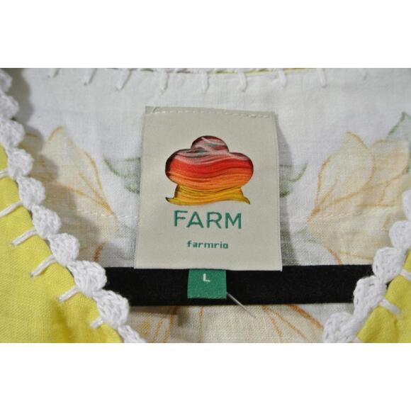 NEW, Farm Rio off-white sicily lenzing ecovero euroflax mini dress Size L #MD808 - Picture 6 of 8